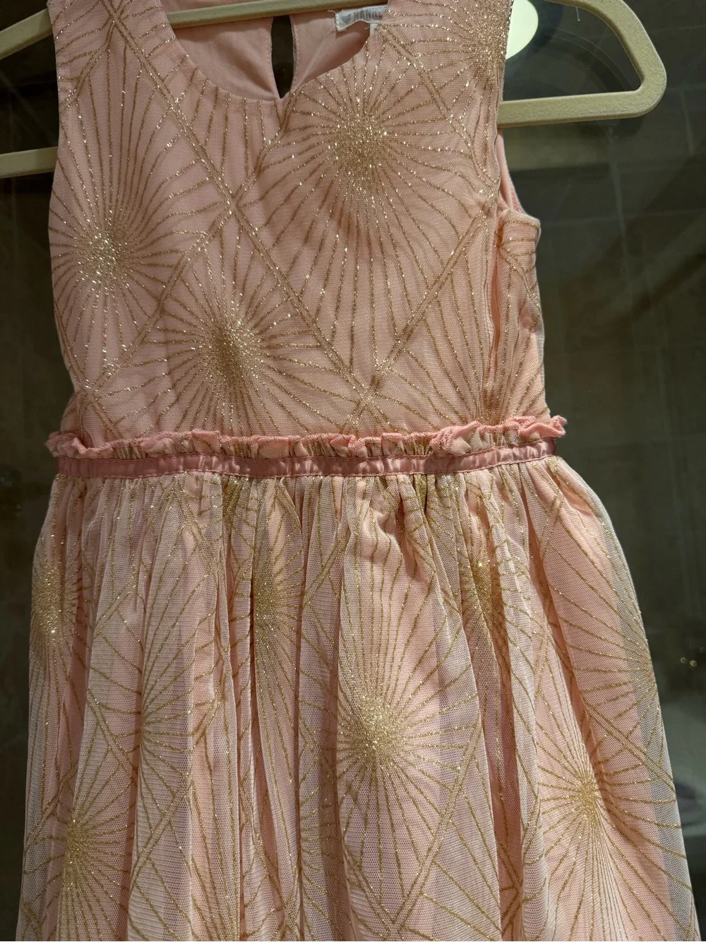 Nannette Kids Party Dress Sparkly Pink & Gold Formal Dress Size 6